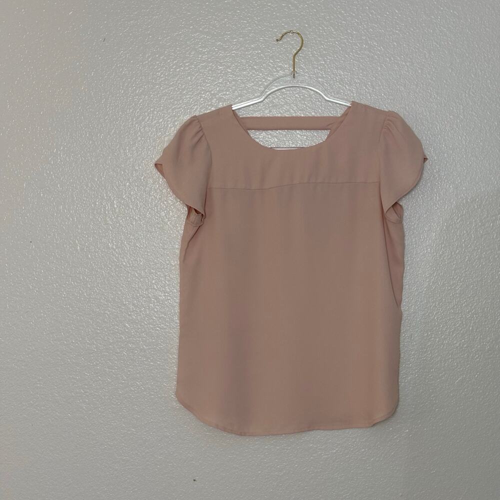 LOFT Blush Pink Flutter Sleeve Blouse Corpcore Soft Office Core Size XS